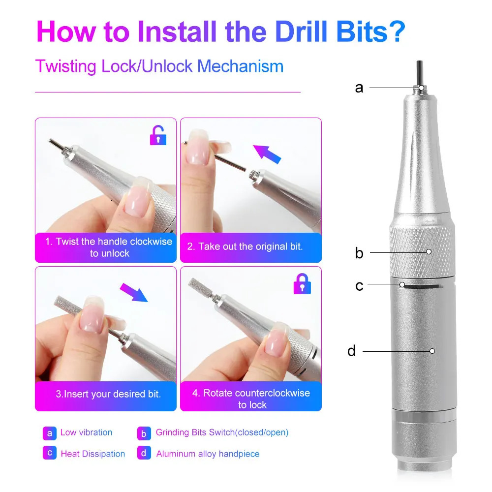 45000RPM Rechargeable Electric Nail Drill Rig Professional Nail Polishing File Low Noise Polisher for Nail Salon Tools 250418