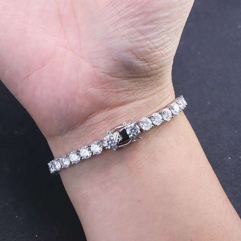 Fine Jewelry Hip Hop S925 Silver 3mm 6inch/7inch/7.5inch GRA VVS Moissanite Iced Out Tennis Chain Bracelet for Men Women