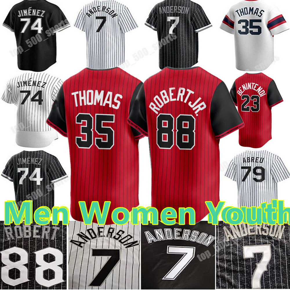 Custom Frank Thomas Luis Robert Jr. Jersey Andrew Benintendi Andrew Vaughn Yasmani Grandal Kimbrel Men Women Youth