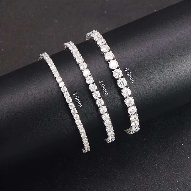 Fine Jewelry Hip Hop S925 Silver 3mm 6inch/7inch/7.5inch GRA VVS Moissanite Iced Out Tennis Chain Bracelet for Men Women