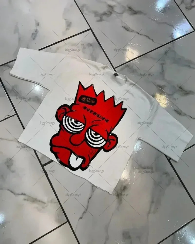 High Street Trendy Y2K Clothing Top Gothic Punk Harajuku Anime Printed Oversized Tshirt Mens Retro Loose Casual Short Sleeve 250430Z