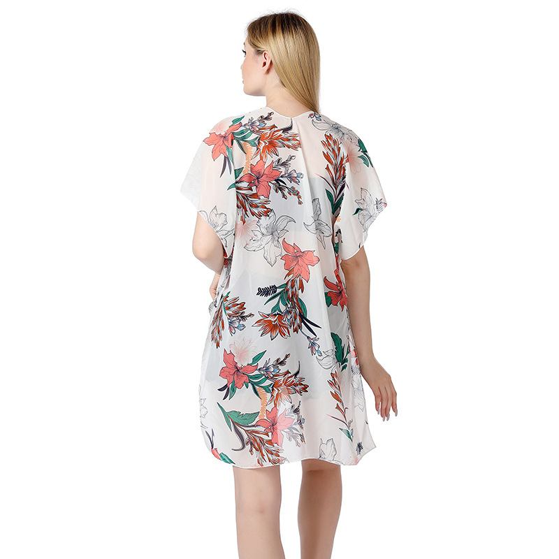 K597 Cross-border new beach style blouse chiffon cardigan sunscreen shawl bikini blouse