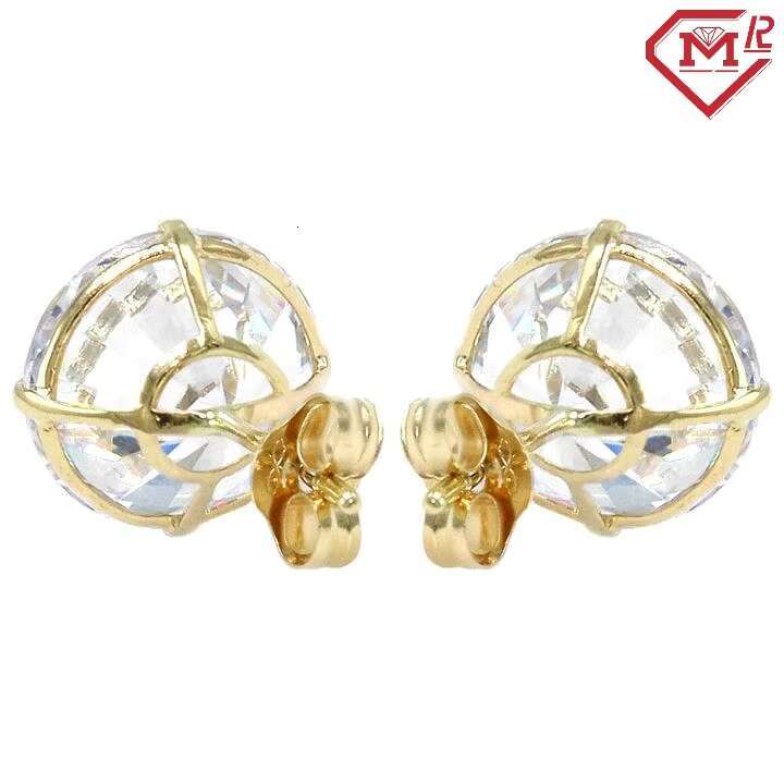 Iced Out Solid 925 Sterling Round Stud Earrings Hiphop Bling 4 Prong Round Brilliant Moissanite Earrings