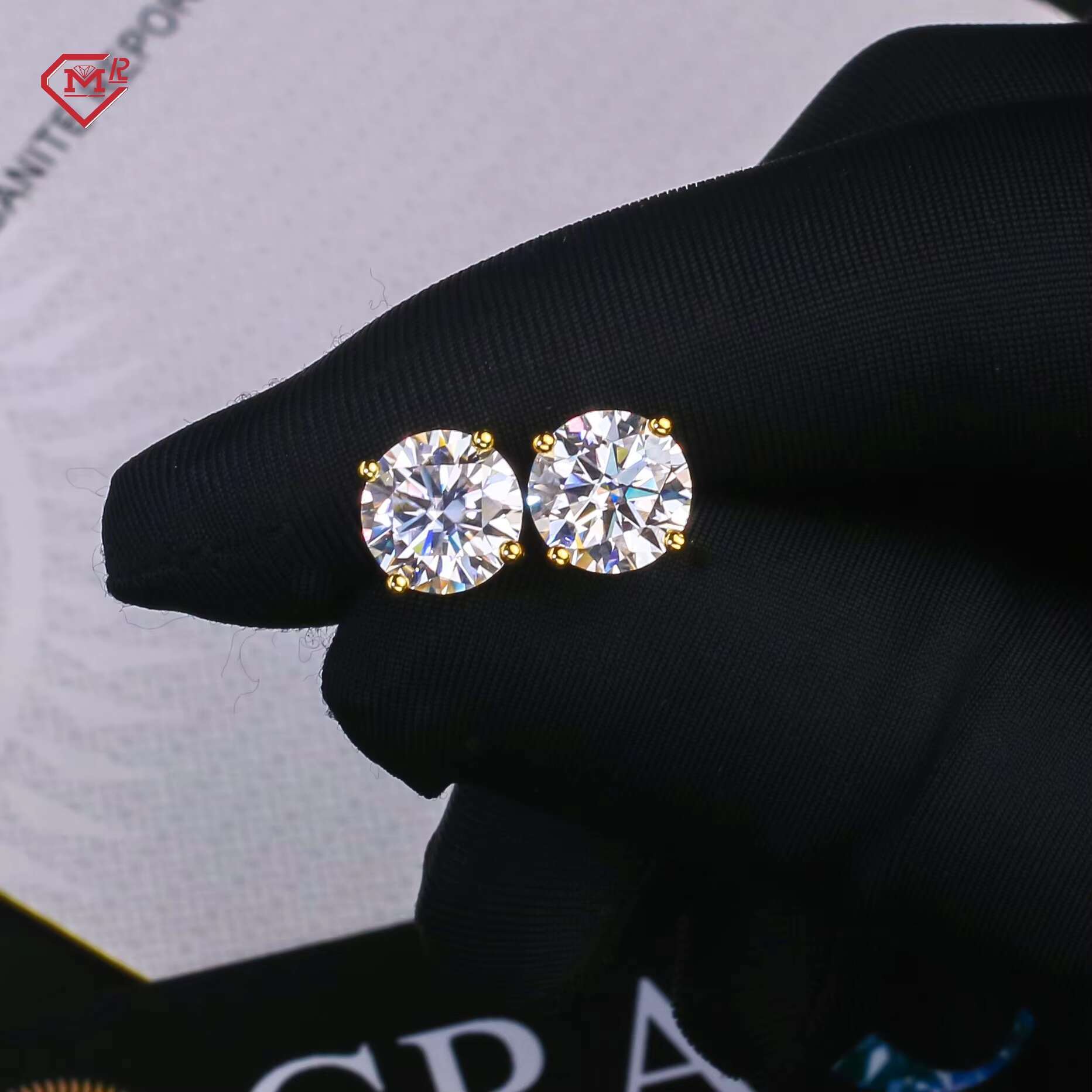 Hot Sale Mossanite Earrings Sterling Silver Yellow Gold Plated Luxury Hip Hop Moissanite Earrings