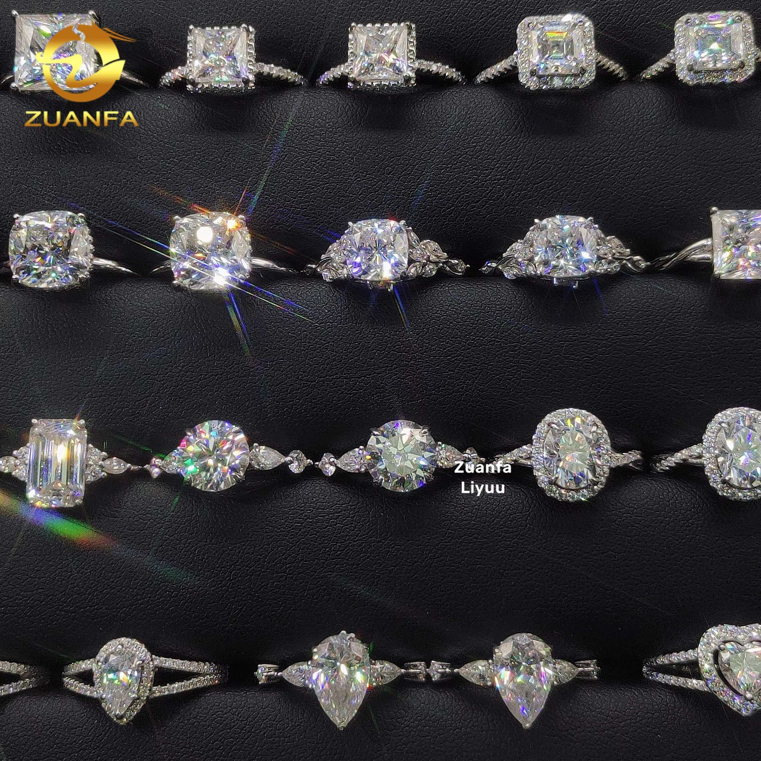 Luxury Women Diamond Rings 925 Sterling Silver Jewelry Fancy Cut VVS Moissanite DIamond Wedding Rings