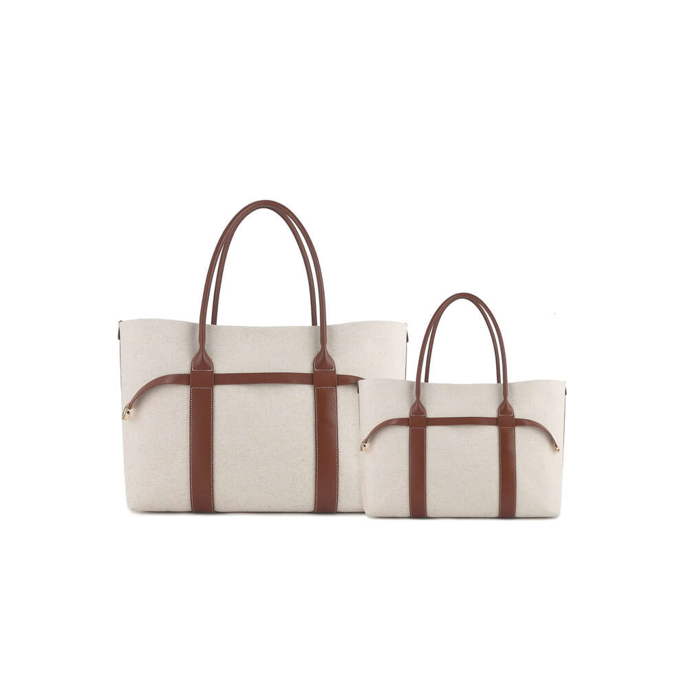 Canvas tote bag women 2025 new style, high-end, large capacity, versatile for commuting, niche design, contrasting color handbag