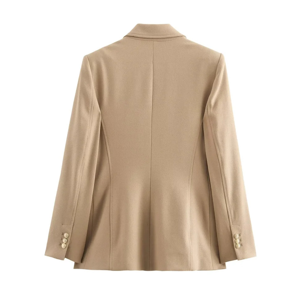 RZRA Spring Womens Casual Fashion Single Chest Slimming Long Sleeve Collar Solid Color Set Coat 250428