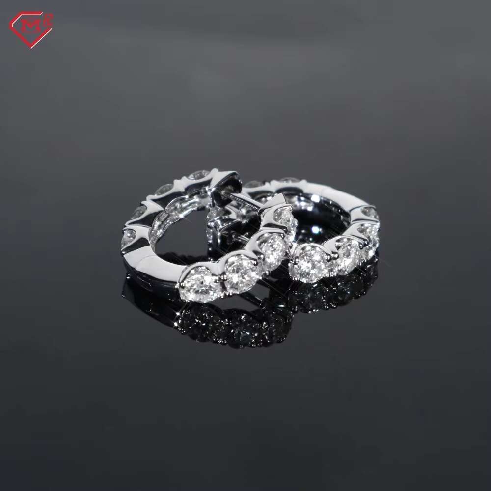Best Selling Sterling Silver 925 Earrings Hip Hop Round Brilliant Cut Moissanite Earrings for Men Women