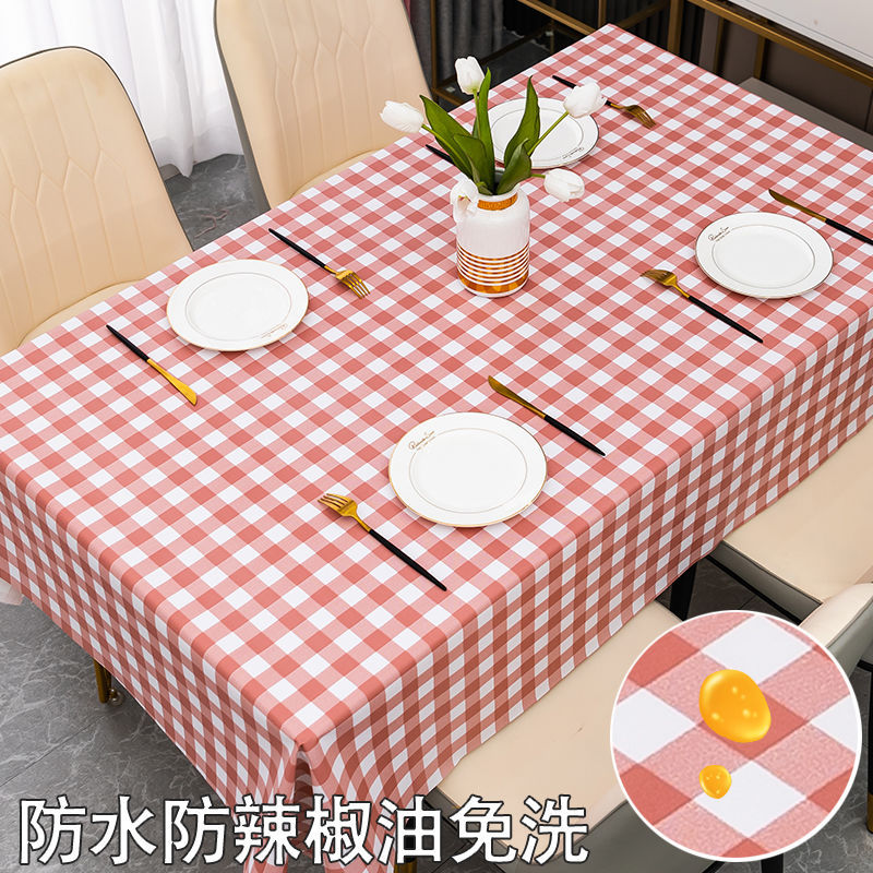 W34 tablecloth waterproof, anti-scalding, anti-oil, washable pvc rectangular dining table and coffee table mat ins style tablecloth new