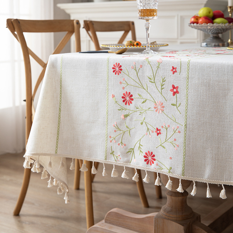 W27 Imitation cotton and linen tablecloth jacquard fabric table cloth waterproof and oil-proof tea table cloth rectangular tablecloth wholesale