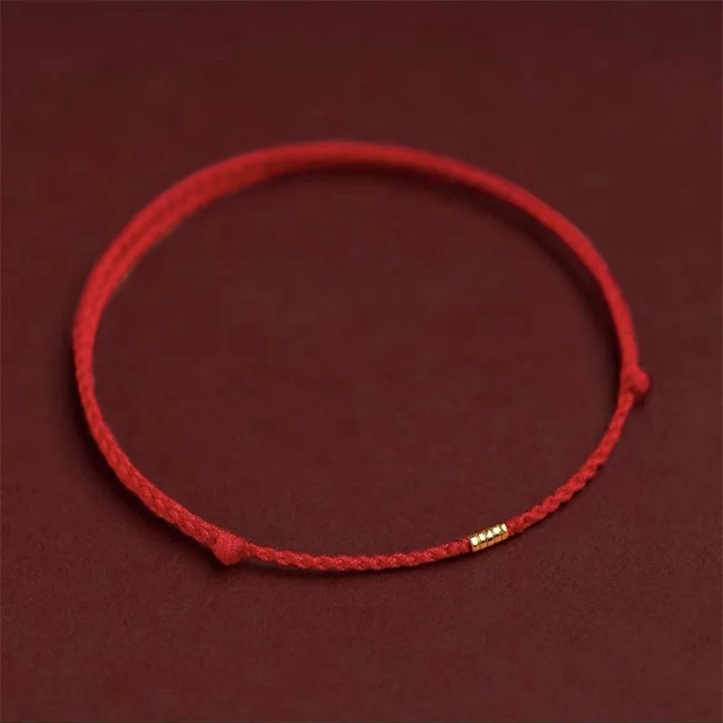 Fashionable handmade gold bead red rope lucky bracelet with adjustable length round charm bracelet mens lover gift 250424