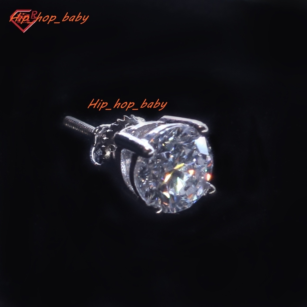 High Quality Hip Hop Earrings 3-8mm VVS GRA Certificated Luxury Screw Back Moissanite Earrings