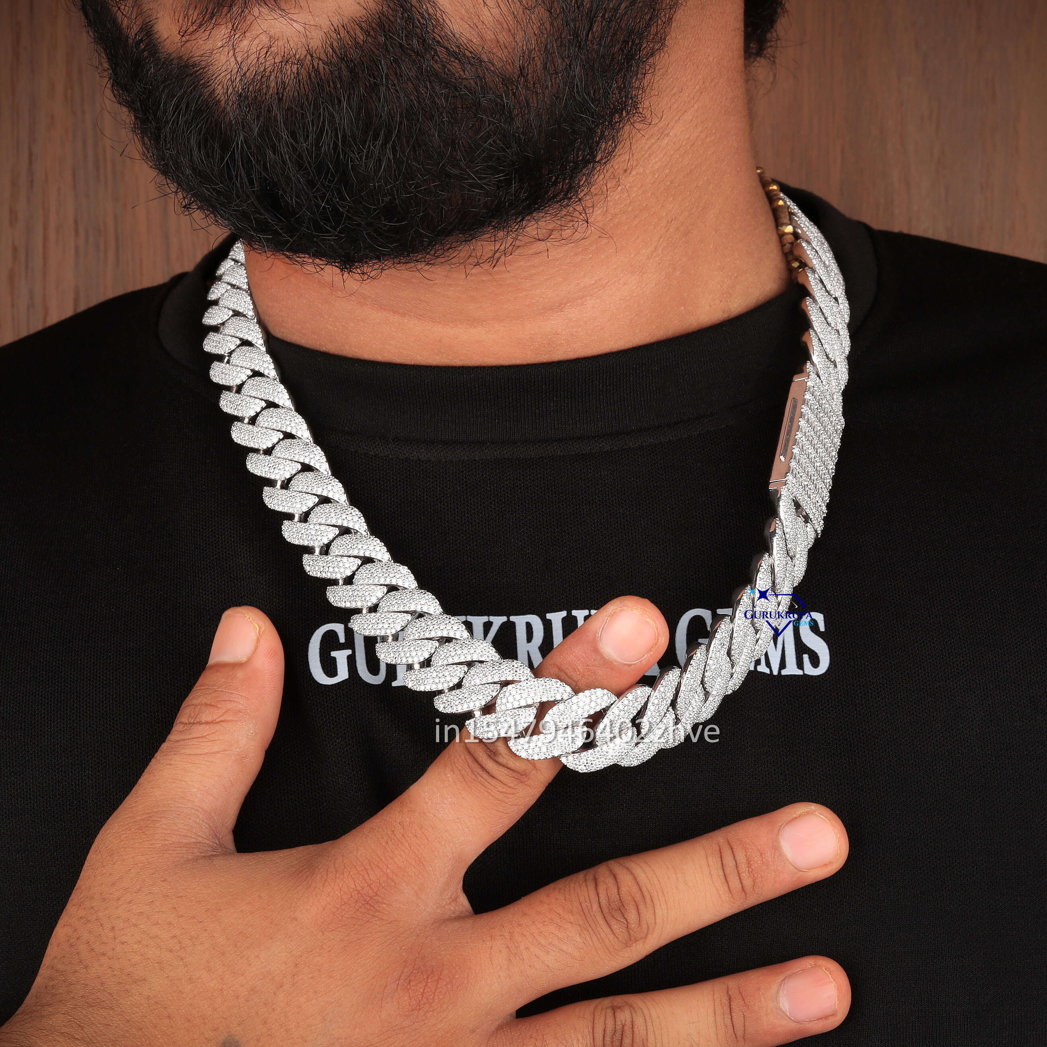 925 Silver Moissanite Diamond Miami Cuban Chain Necklaces for Men Personalized Custom Design for Party Wear Gift Jewelry