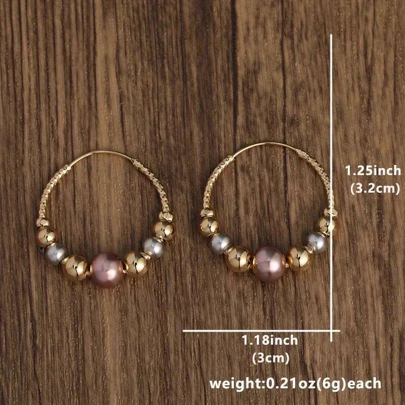 Classical Fashion Charm Gold Color Ball Bead Hoop Earrings For Women Party Jewelry Gifts