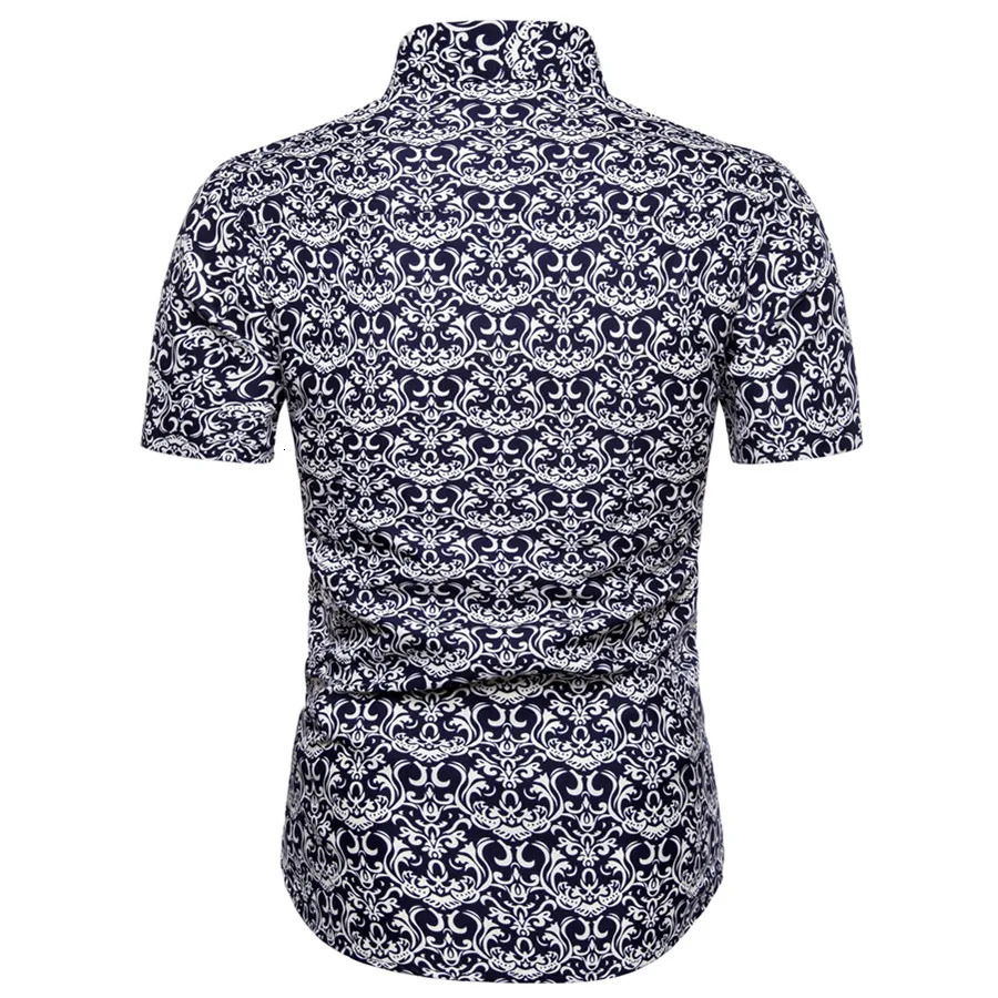 Summer mens short sleeved shirt thin collar Hawaiian style floral shirt vacation series mens shirt 250427