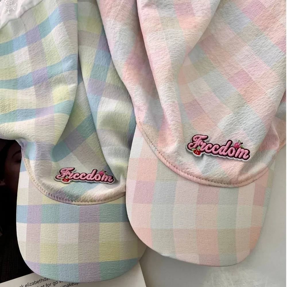 Casual Korean style plain baseball cap embroidered cotton shoulder strap shoulder strap hat hair strap leather hat letter headscarf hat girl 250429BJ - view 3