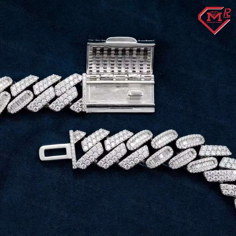 Popular Moissanite Cuban Chain Custom Hip Hop Jewelry 15mm Iced Out 14k Gold Real Cuban Link Chain