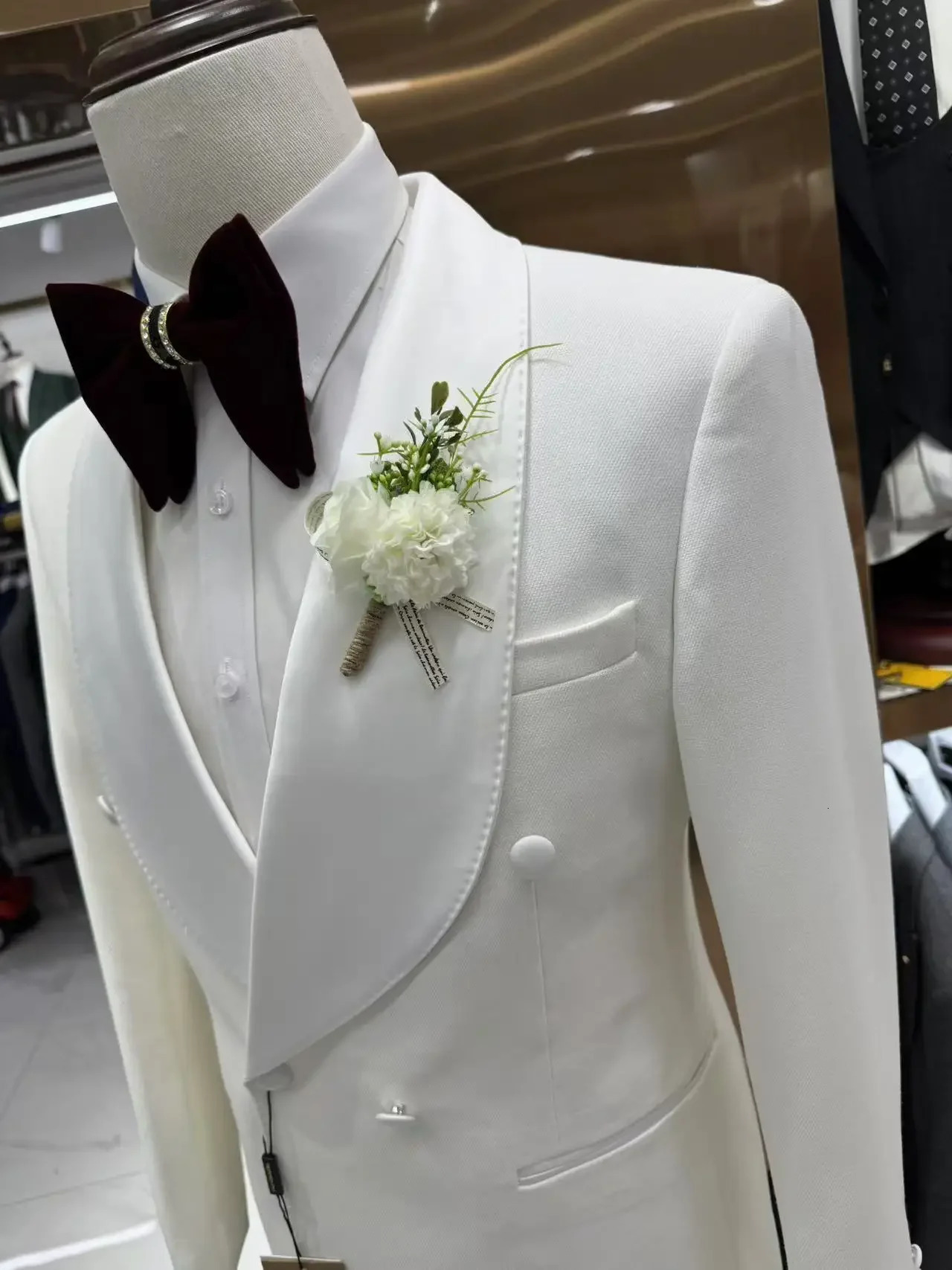 Double breasted wedding dress mens clothing suitable for grooms evening gown 2 shawl lapels slim fit long pants jacket 250428
