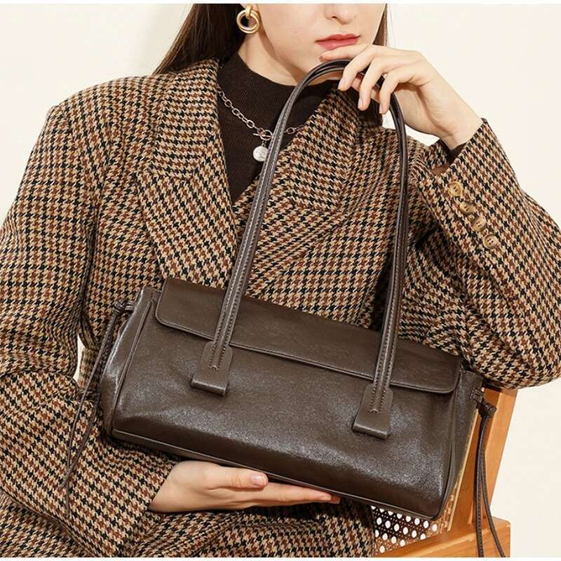 New Flap Women's Underarm High-grade Handheld Pillow Popular Versatile Shoulder Soft Leather Horizontal Bag