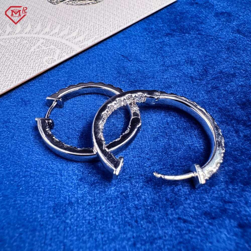 Custom Miossanite Hoop Earrings 925 Silver Jewelry D VVS Hip Hop Men Women Moissanite Earrings