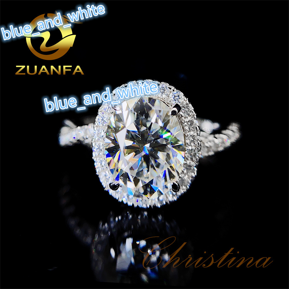 Dropshiping Moissanite Jewelry Pass Diamond Tester D Color Oval Cut 2 Ct Moissanite 10K 14K 18K Solid Gold Engagement Rings
