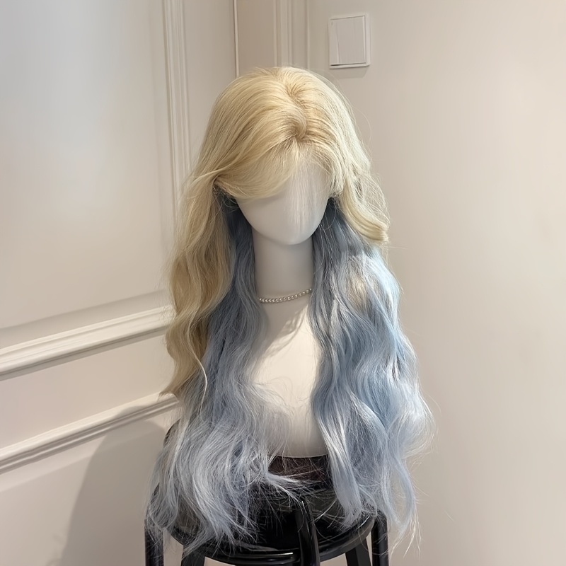 Gold Blondes to Blues Graduated Wave Synthetic Hairpiece Thick Volume High-Density Lush Layers for Women's Everyday Outfits