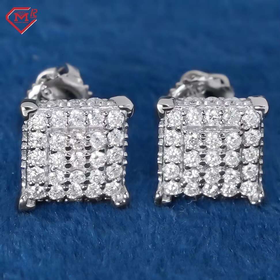 Classic Moissanite Engagement Earrings Sterling Silver 925 Custom Vvs Iced Out Moissanite Earrings