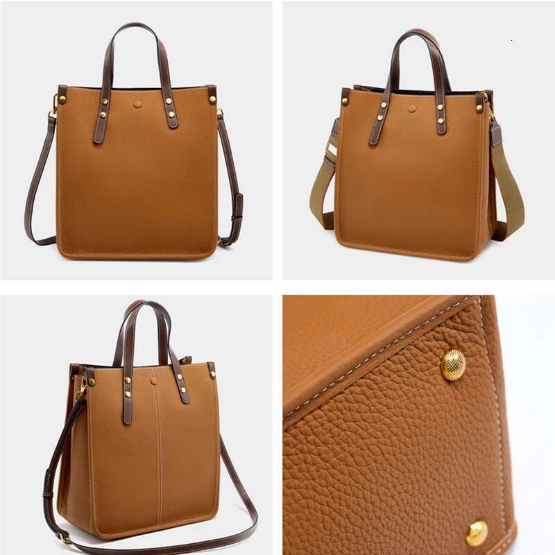 Burminsa Cowhide Genuine Leather Vertical Tote Handbags For Women 2025 Designer Large Work Ladies Shoulder Crossbody Bags
