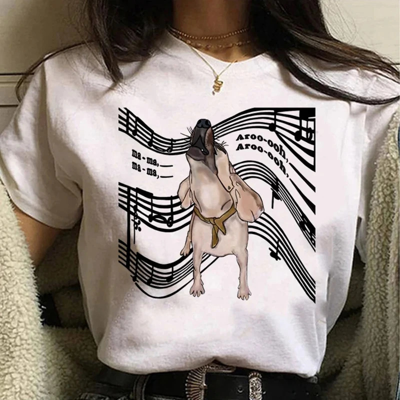 Beagle cartoon cute street clothing white fashionable womens T-shirt Harajuku clothing short sleeved summer T-shirt casual womens O-neck top 250428