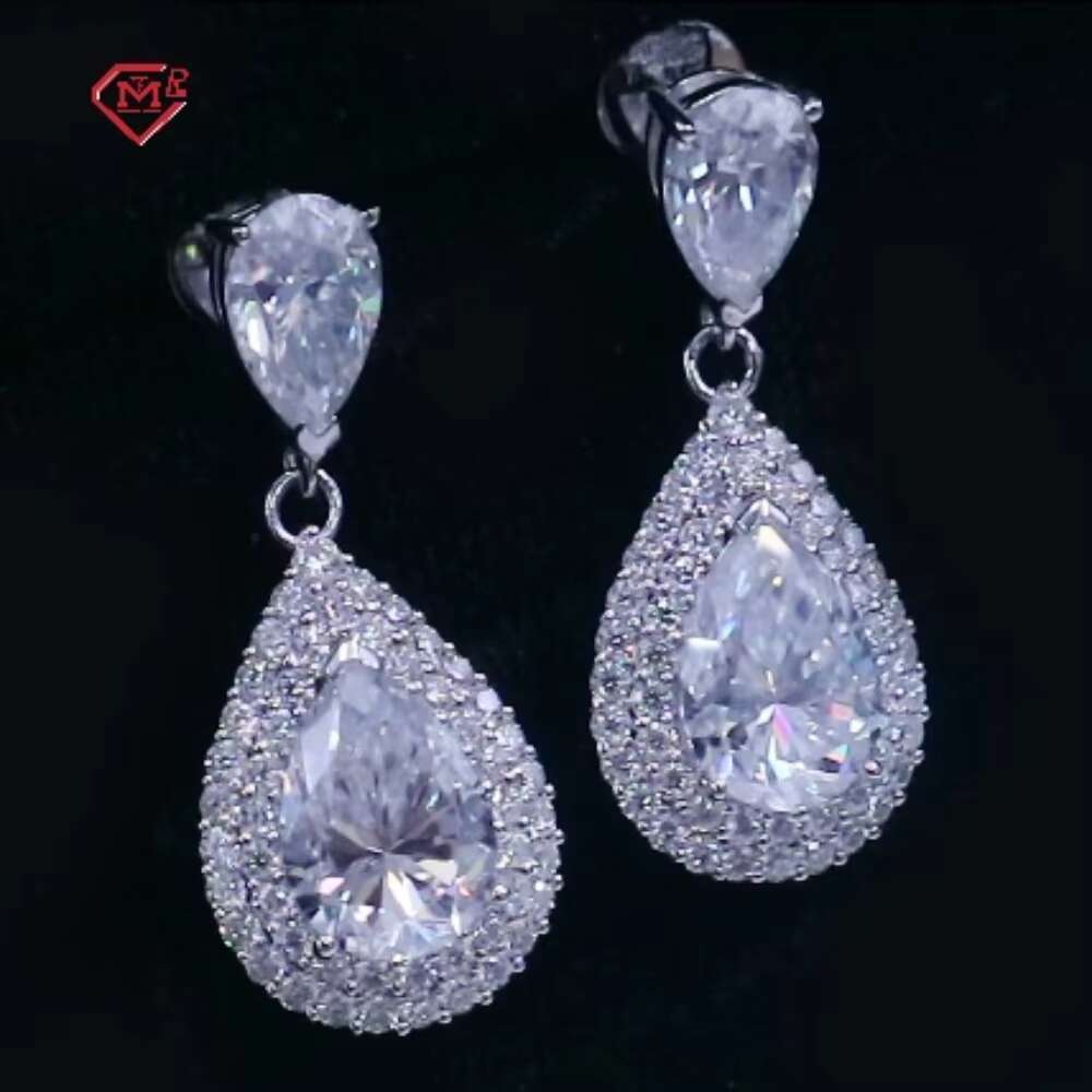 High Quality Drop Earrings Water Shape Vvs Pass Diamond Tester 10K Gold Plated Moissanite Earrings