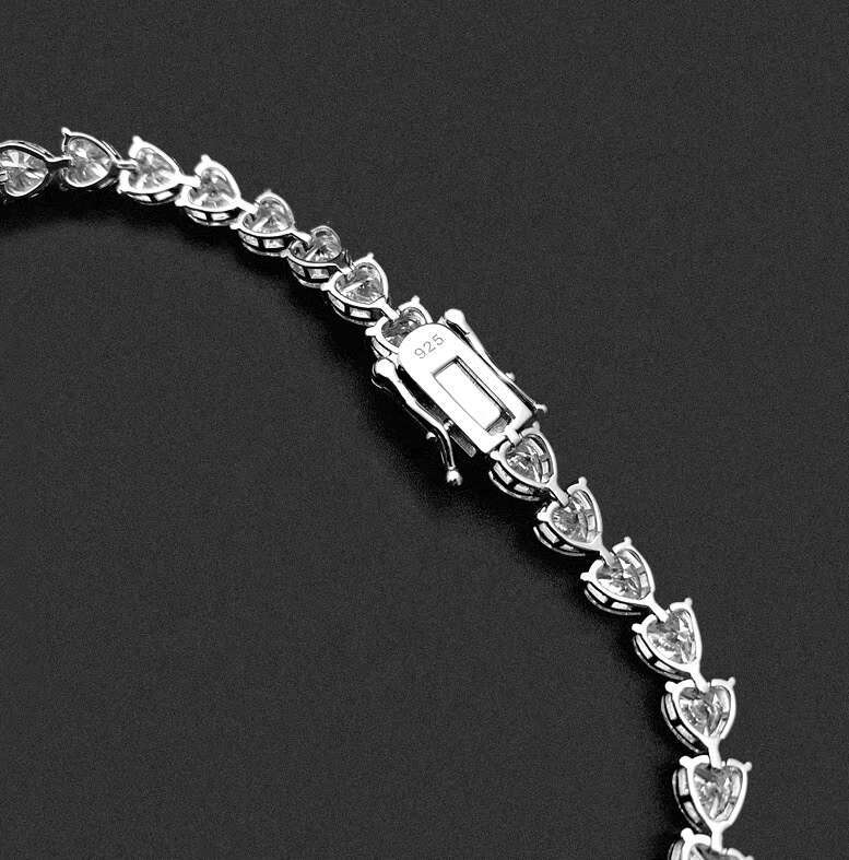 Custom Tennis Bracelet 4mm 5mm VVS Moissanite Diamond Women Heart Tennis Bracelet