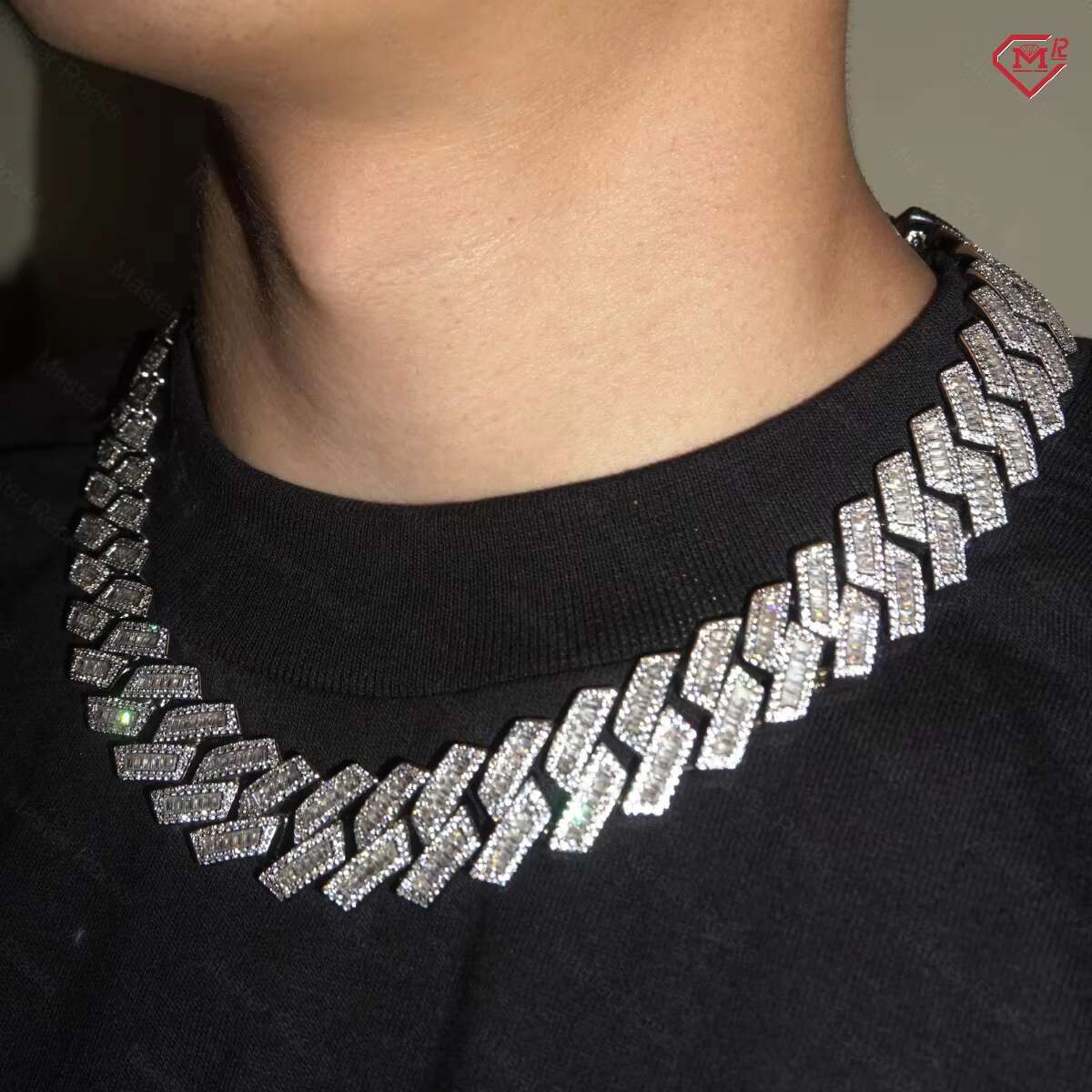 20mm Hip Hop Cuban Link Chain Customized Baguette Fine Jewelry 925 Sterling Silver Moissanite Cuban Chain