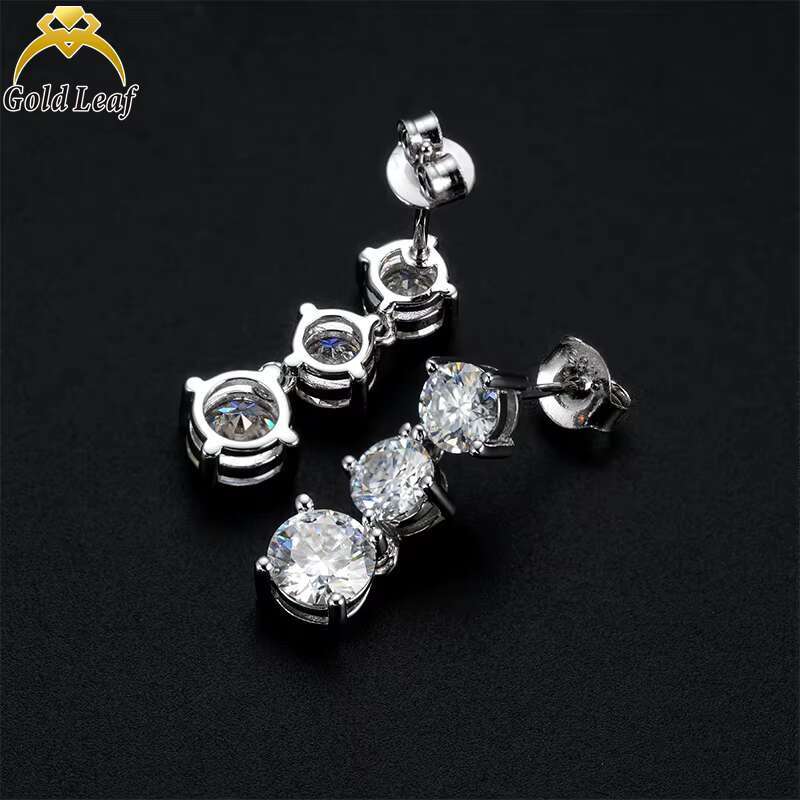 Goldleaf 925 Silver Diamond Drop Earrings VVS D Moissanite Earrings with GRA Certificate Pass Diamond Tester Fine Jewelry