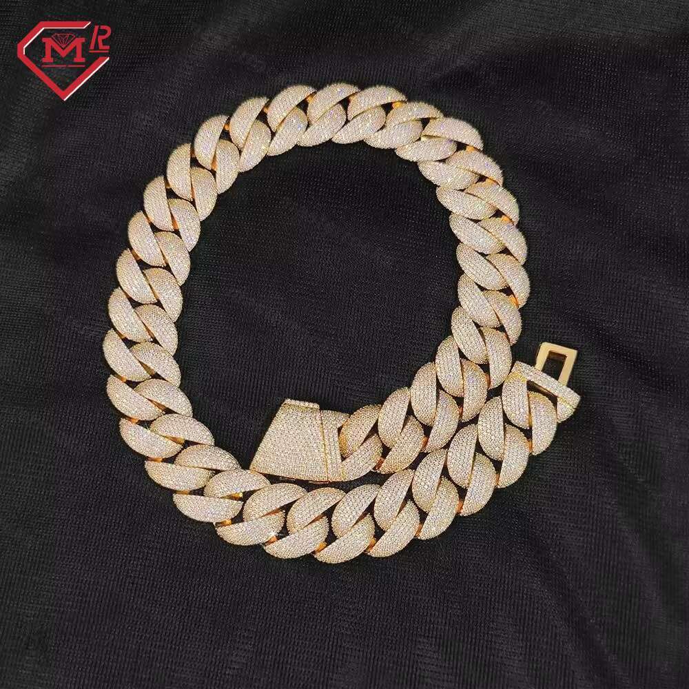 Heavy 20mm Big Size Moissanite Cuban Chain Silver Gold Plated Hiphop Vvs Moissanite Miami Cuban Link Chain Iced Out Cuban Chain