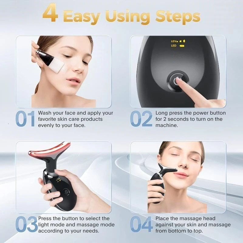 7LED Color Vibrating Neck Device Beauty Gift neck and face skin massager 1 piece set portable usb charging electric ma 250422