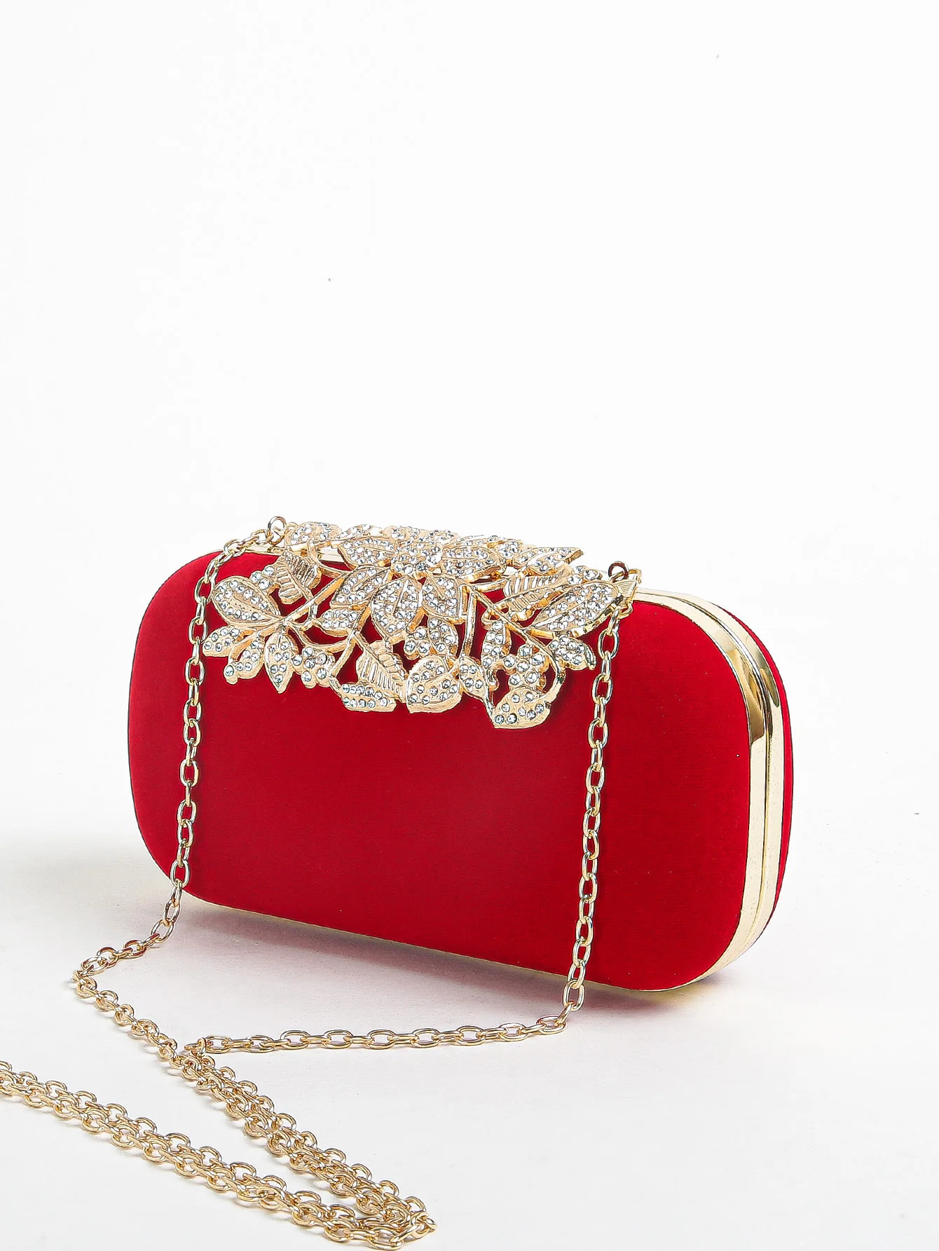 Diamond clutch bag with crystal flower buckle womens evening handbag formal party wallet 250428
