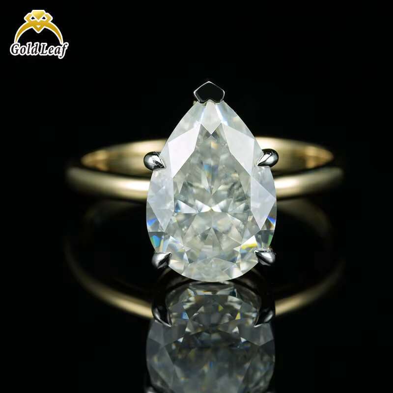 Goldleaf IGI GIA Certificate 5.0CT D VVS1 Emerald Cut 10K Solid Gold Moissanite Ring Fine Jewelry Rings