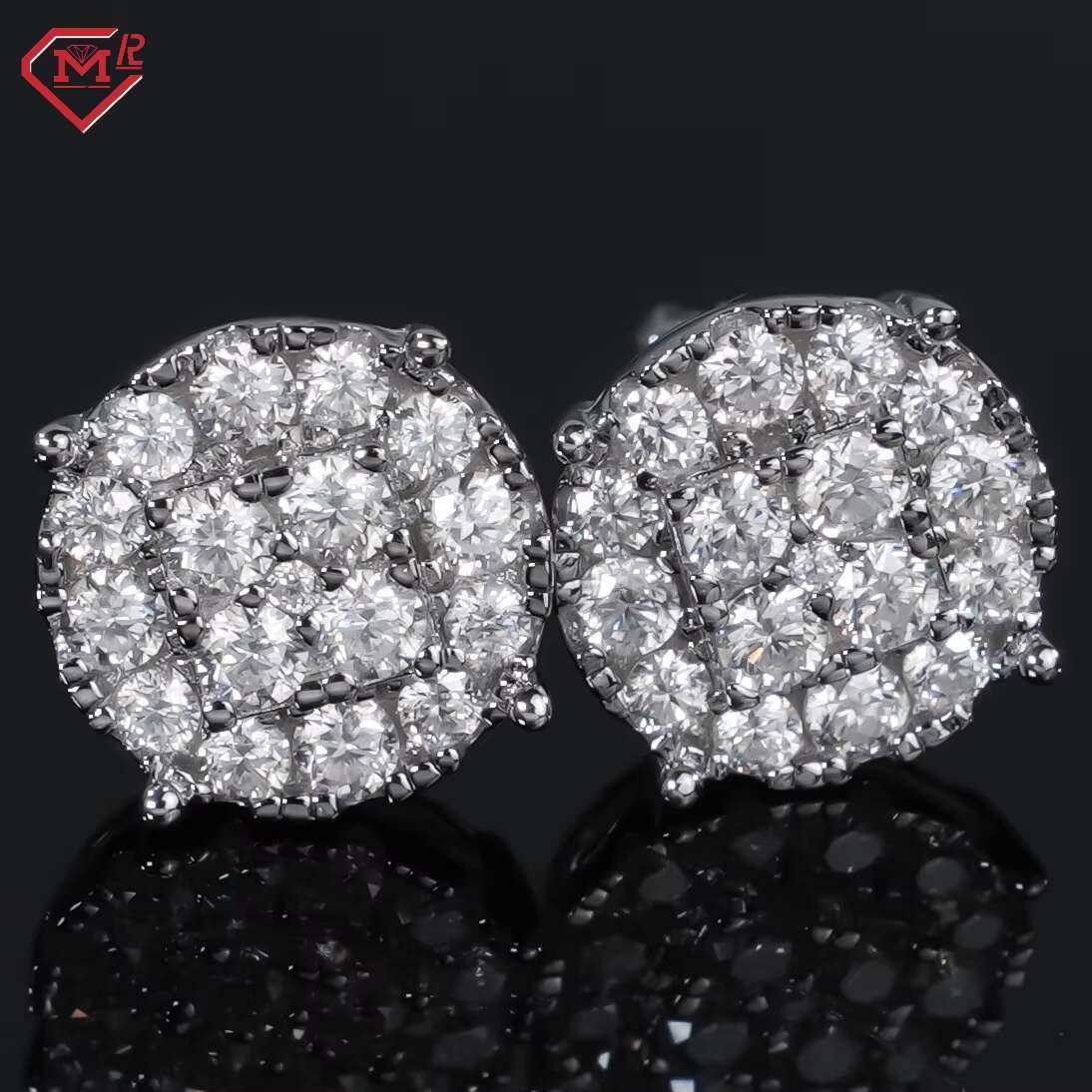 Wholesale Price Earrings Men Solid 925 Silver Customized Cluster Men Women Moissanite Earrings