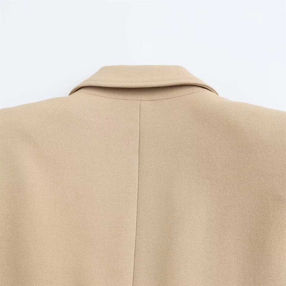 RZRA Spring Womens Casual Fashion Single Chest Slimming Long Sleeve Collar Solid Color Set Coat 250428