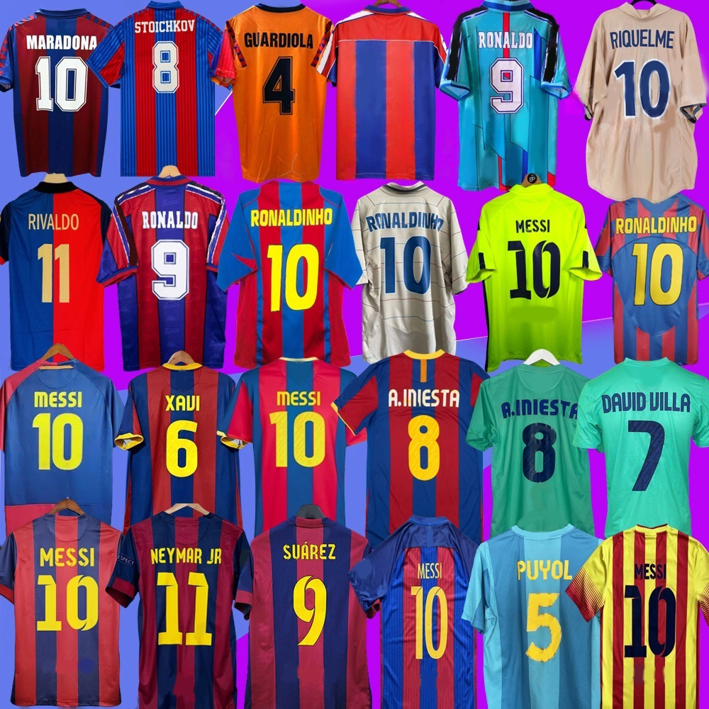 Retro Barcelolas soccer jerseys Guardiola Ronaldinho Rivaldo Vintage football shirt 90 91 92 98 99 2005 2006 2008 2009 2010 2011 Koeman Deco Xavi Iniesta