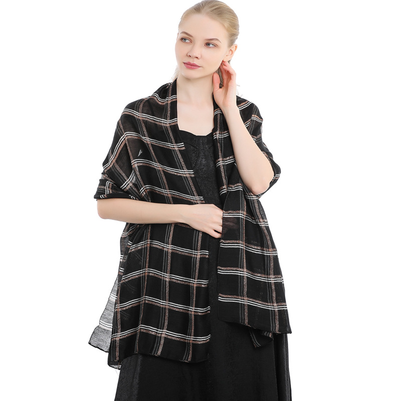 K598 Classic plaid silk wool blended scarf dinner dress cheongsam versatile temperament shawl scarf dual-purpose women