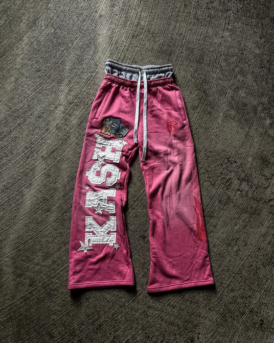 American KASH LIMIT letter embroidered double waist sports pants Y2K Gothic hip-hop mens retro casual pants cotton jogging 250428