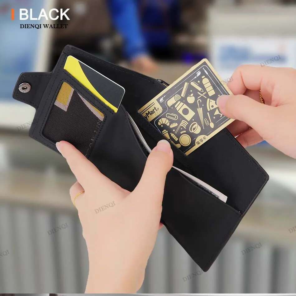 RFID Credit Card Holder Microfiber Leather Pop Up Designer Wallet Money Bag Male Coin Purse Wallets for Men