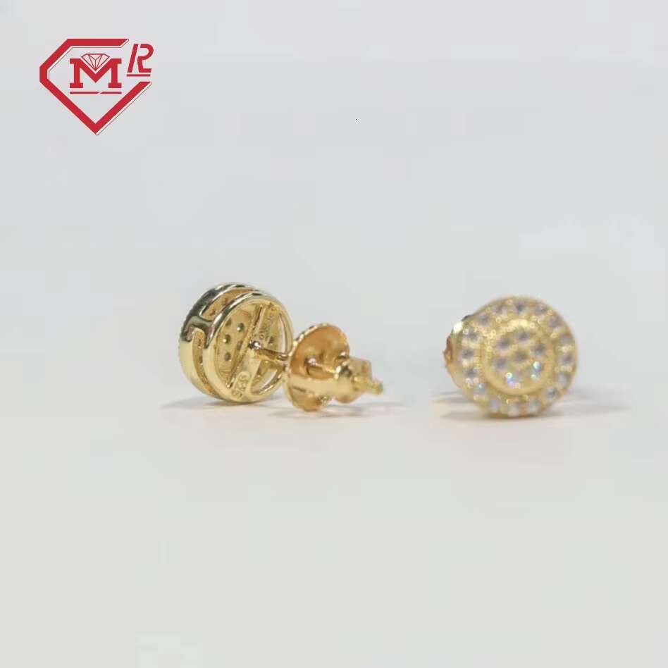 Hip Hop Moissanite Earrings Men 925 Silver Screw Back Cluster Vvs Iced Out Moissanite Earrings