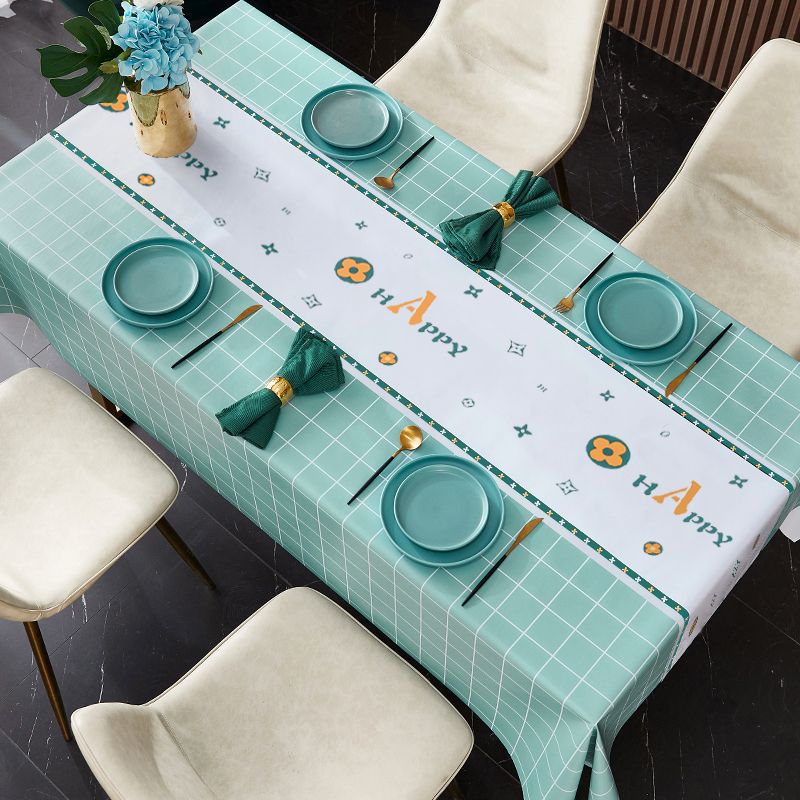 W34 tablecloth waterproof, anti-scalding, anti-oil, washable pvc rectangular dining table and coffee table mat ins style tablecloth new