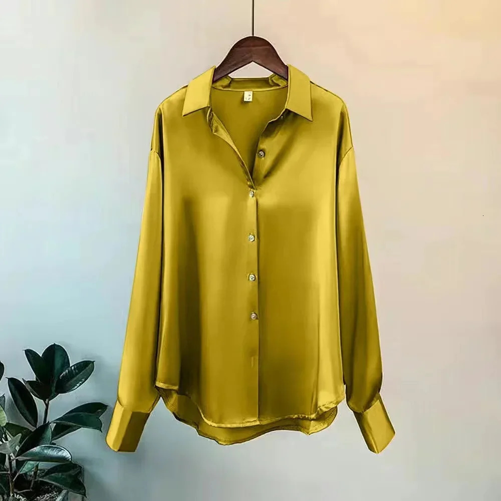 FIGOHR Elegant Office Womens Shirt Dark Purple Spring Korean Long Sleeve Button Casual Summer Fashion 250422