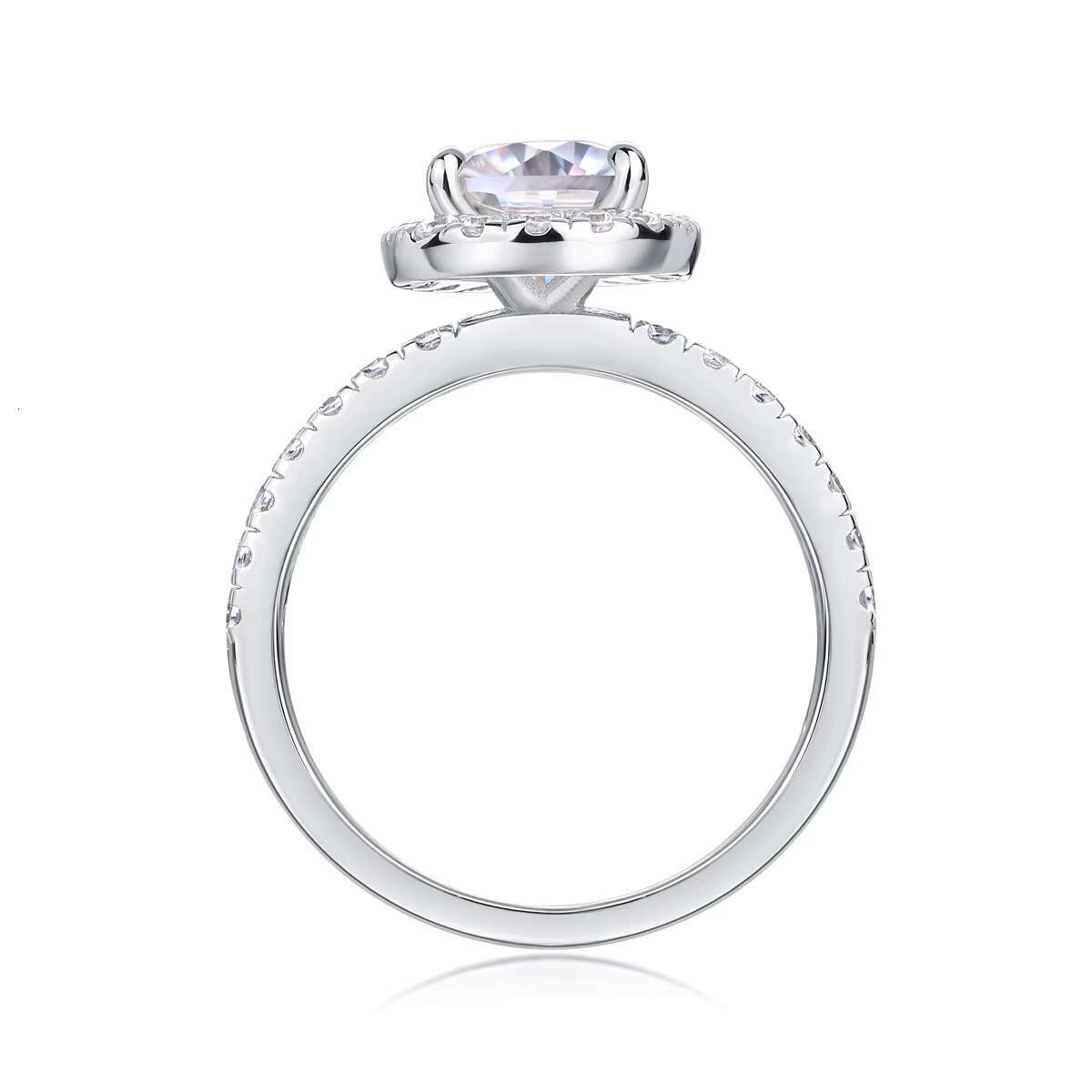 Sevena Fashion White Gold Plated 925 Sterling Silver VVS Tear Drop Moissanite Pear Shape Moissanite Engagement Ring for Women