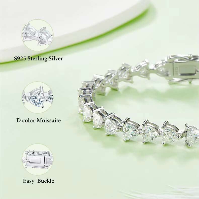 Goldleaf Hiphop Fashion Jewelry S925 Silver Charms Triangle Moissanite Tennis Chain Bracelet with Gold Plated for Women Men Gift