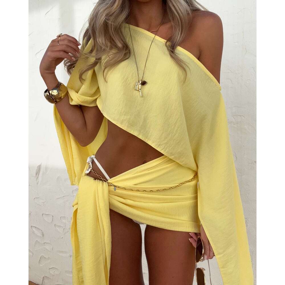 SS6041 European and American Summer Seaside Vacation Sunscreen Breathable Set 2025 New Casual Fashion Trendy Clothing