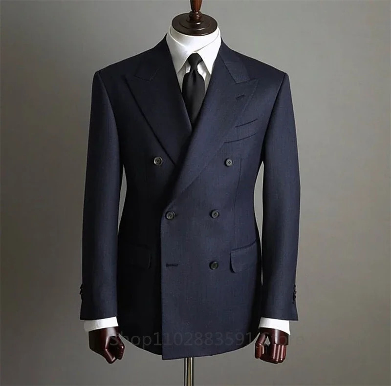 2piece Fashion Jacket Pants Mens Set Double Chest Button Peaked Collar Formal Party Wedding Groom Evening Dress JacketPants 250428